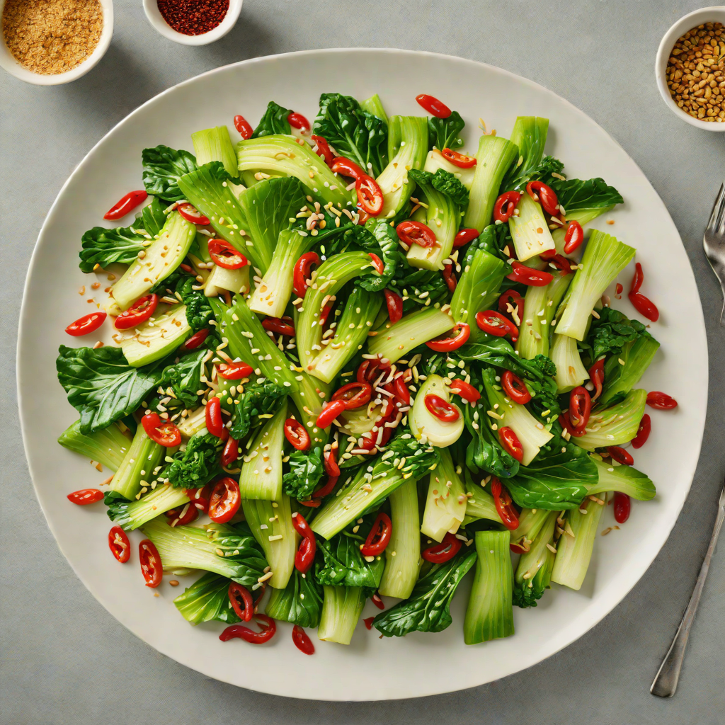Garlic and Ginger Stir-Fried Bok Choy with Chili and Sesame
