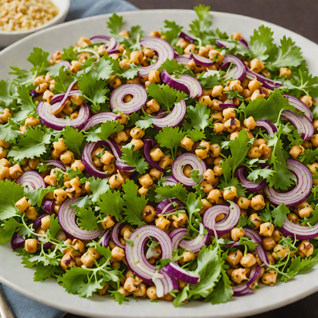Roasted Red Onion and Chickpea Salad with Cilantro Lime Dressing