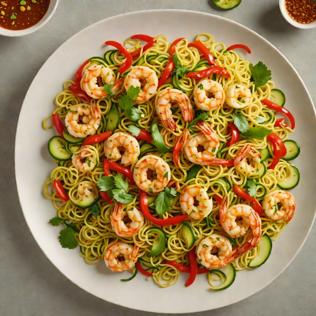 Zucchini Noodle Stir-Fry with Garlic Shrimp and Bell Peppers