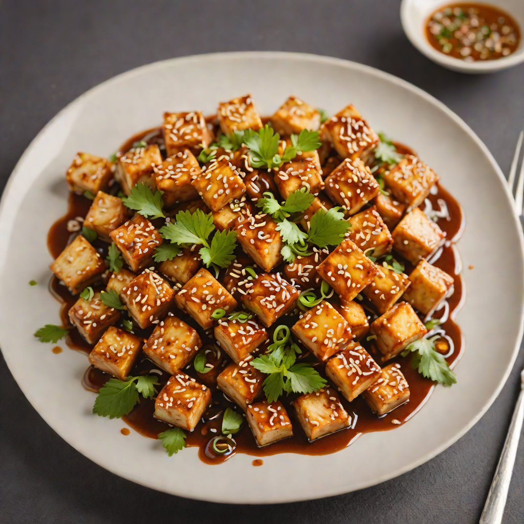 Stir-Fried Tofu with Garlic and Ginger in Spicy Sesame Sauce