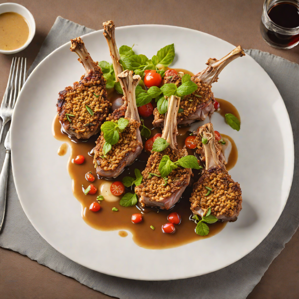 Macadamia-Crusted Lamb Chops with Mint Jus