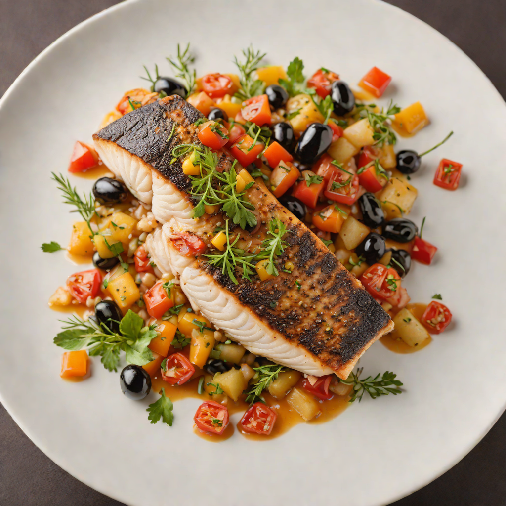 Pan-Seared Sea Bass with Tomato and Olive Ragout