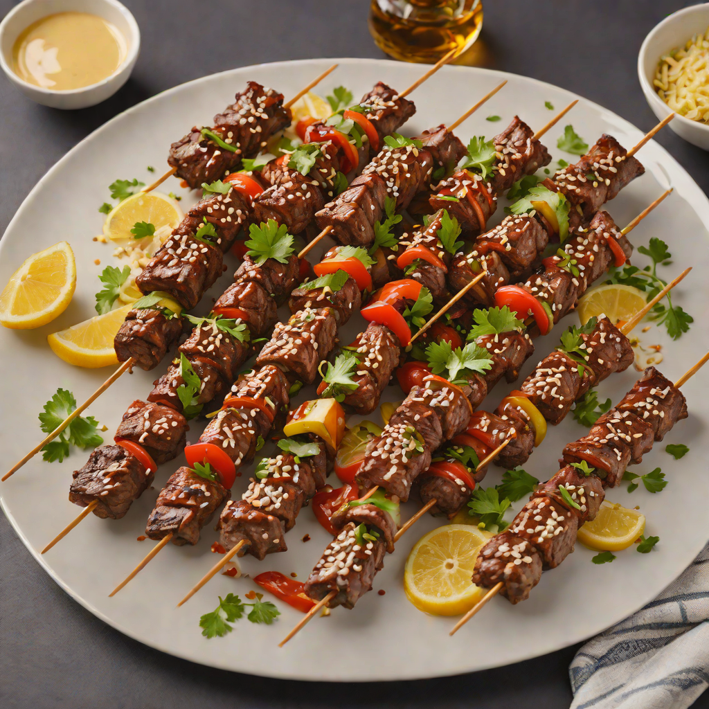 Whiskey-Glazed Beef Skewers with Roasted Garlic Marinade