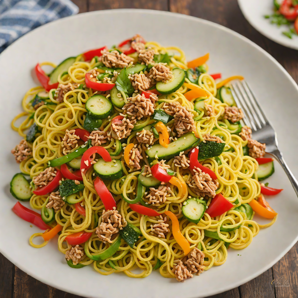 Zucchini Noodle Stir-Fry with Ground Turkey and Bell Peppers