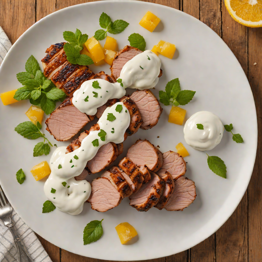 Citrus-Marinated Grilled Pork Tenderloin with Mint Yogurt Sauce
