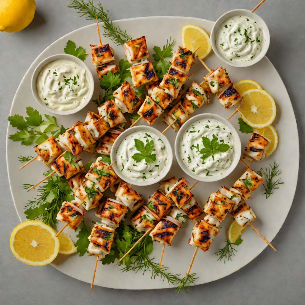 Grilled Lemon-Dill Chicken Skewers with Tzatziki Dip