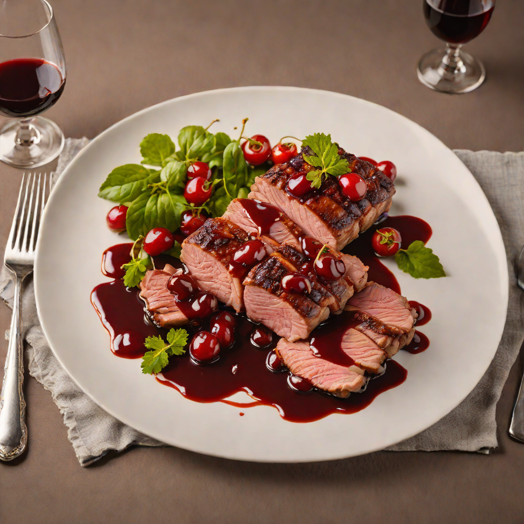 Roasted Goose Breast with Cherry-Port Reduction