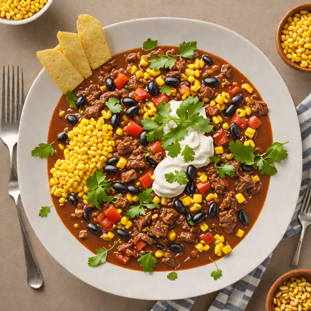 Slow-Simmered Beef Chili with Roasted Corn and Black Beans