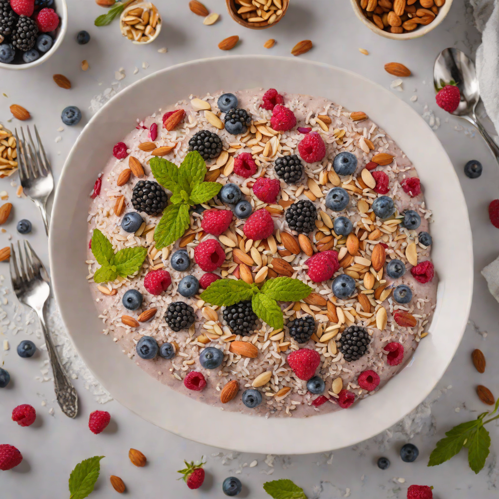 No-Bake Chia Berry Pudding with Coconut and Almonds