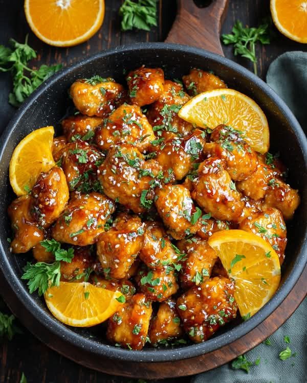 Orange Honey-Glazed Crispy Chicken Bites