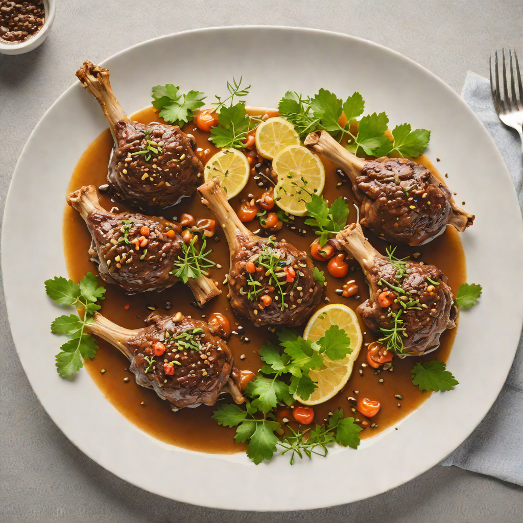 Slow-Cooked Lamb Shanks with Finger Lime and Wattleseed