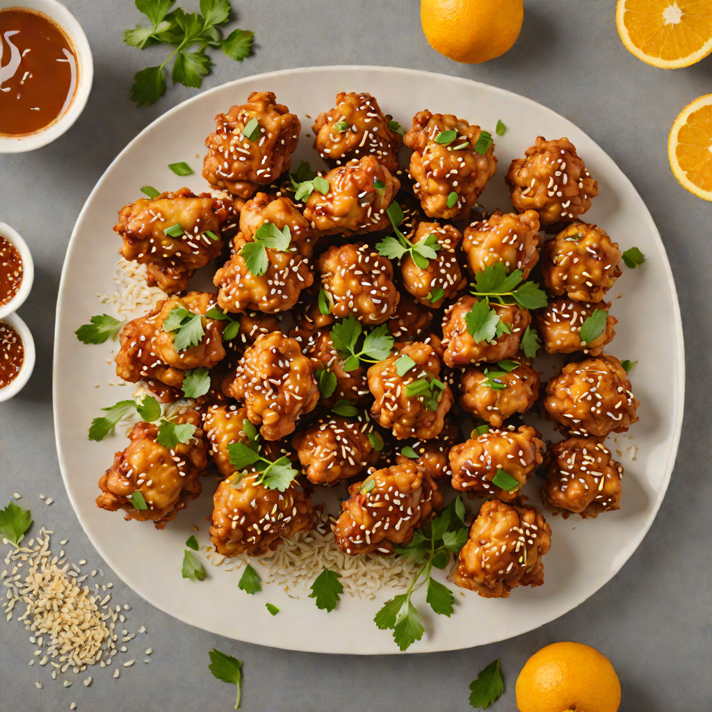 Orange-Glazed Fried Chicken Bites with Sesame and Scallions
