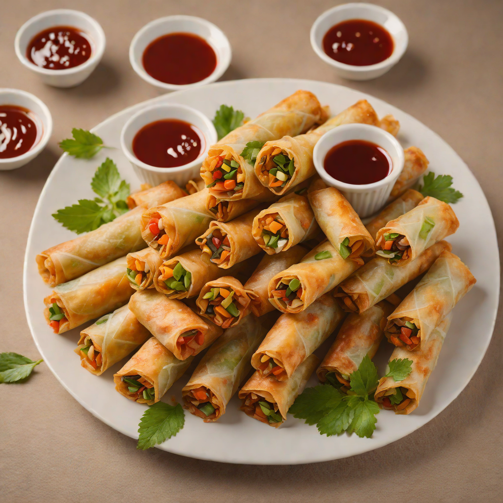 Crispy Vegetable Spring Rolls with Sweet Chili Dipping Sauce