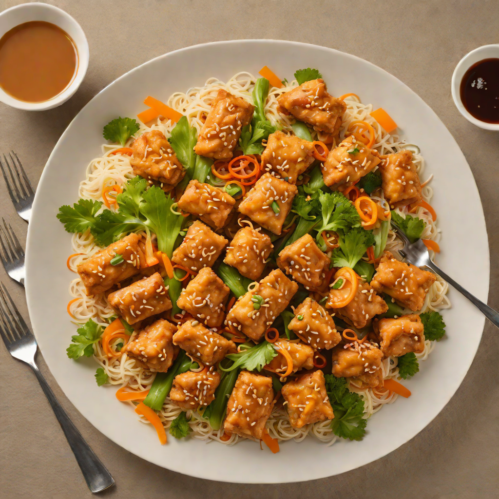 Orange Chicken Stir-Fry with Crispy Egg Rolls