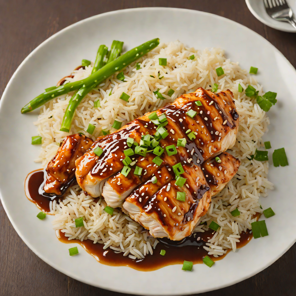 Pan-Seared Chicken with Soy-Ginger Glaze and Scallion Rice