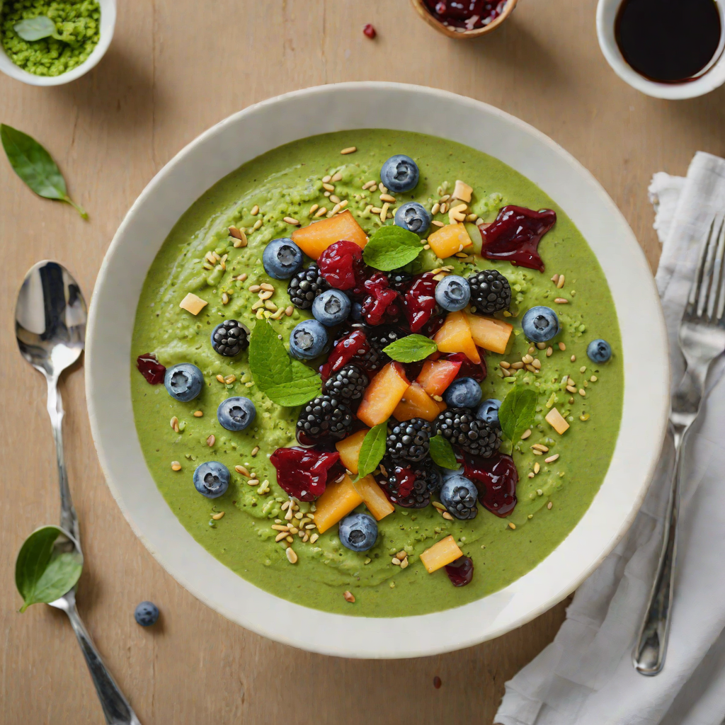 Matcha Chia Pudding with Blueberry Compote