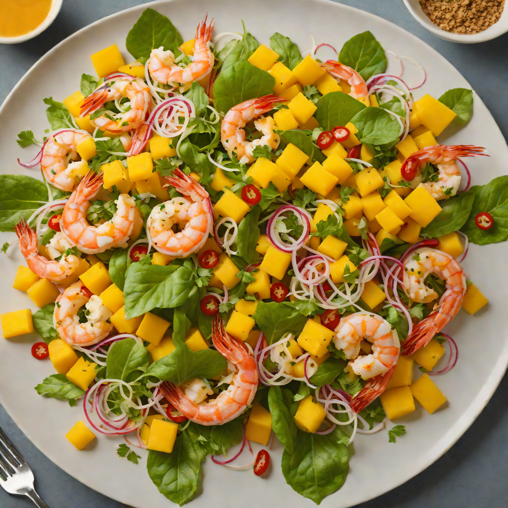 Thai-Style Shrimp and Mango Salad with Spicy Peanut Dressing