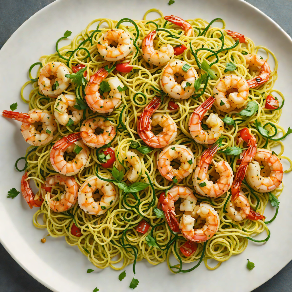 Stir-Fried Zucchini Noodles with Garlic Shrimp