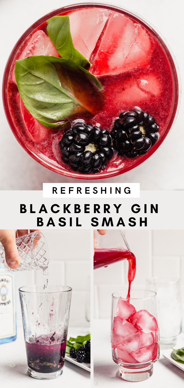 Shaken Blackberry Basil Gin Fizz