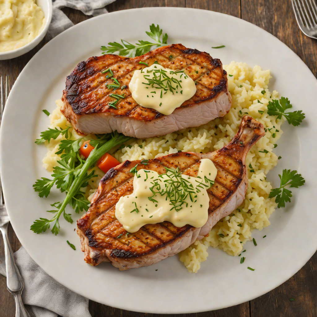 Pan-Seared Herb Butter Pork Chops with Garlic Mashed Potatoes