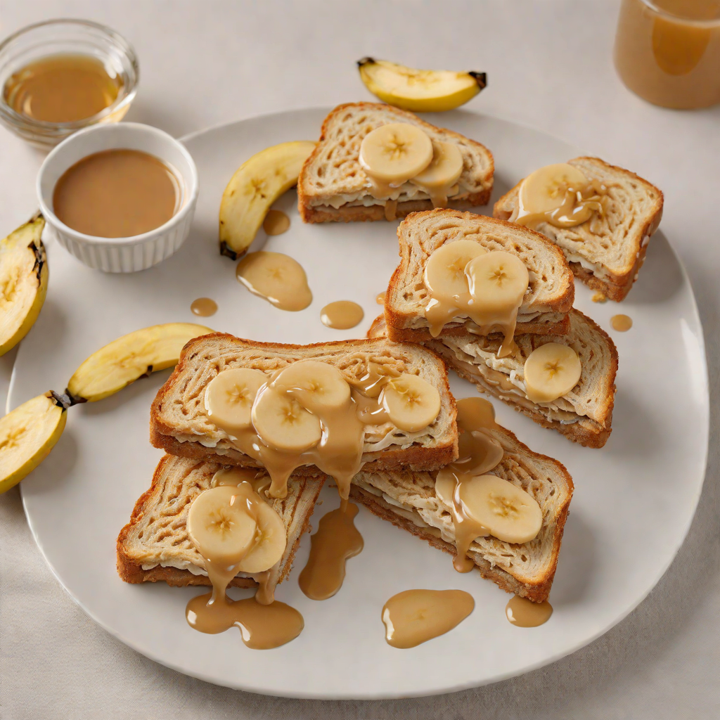 Soft Peanut Butter and Banana Sandwich with Honey Drizzle