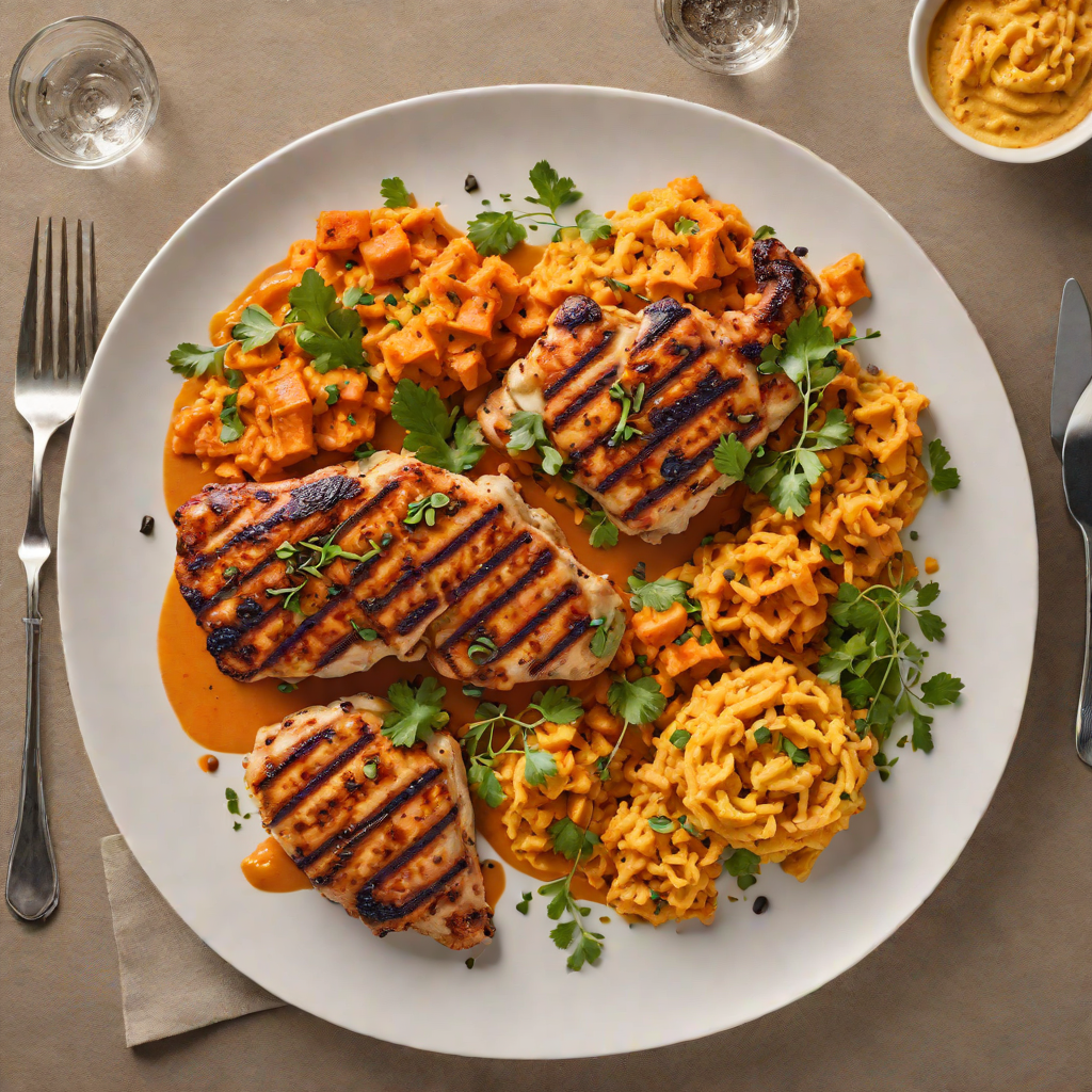 Grilled Cajun-Spiced Chicken with Smoky Sweet Potato Mash