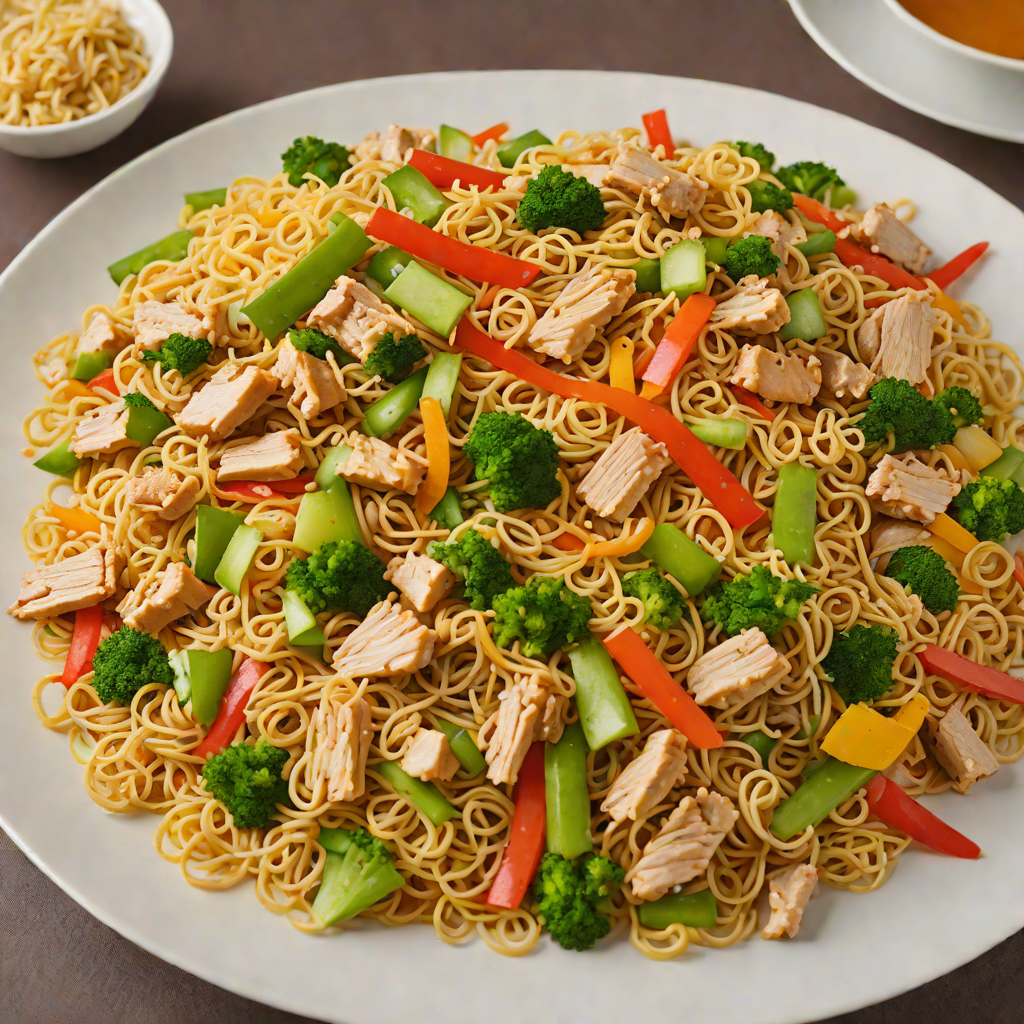 Pancit Canton Stir-Fried Noodles with Vegetables and Chicken