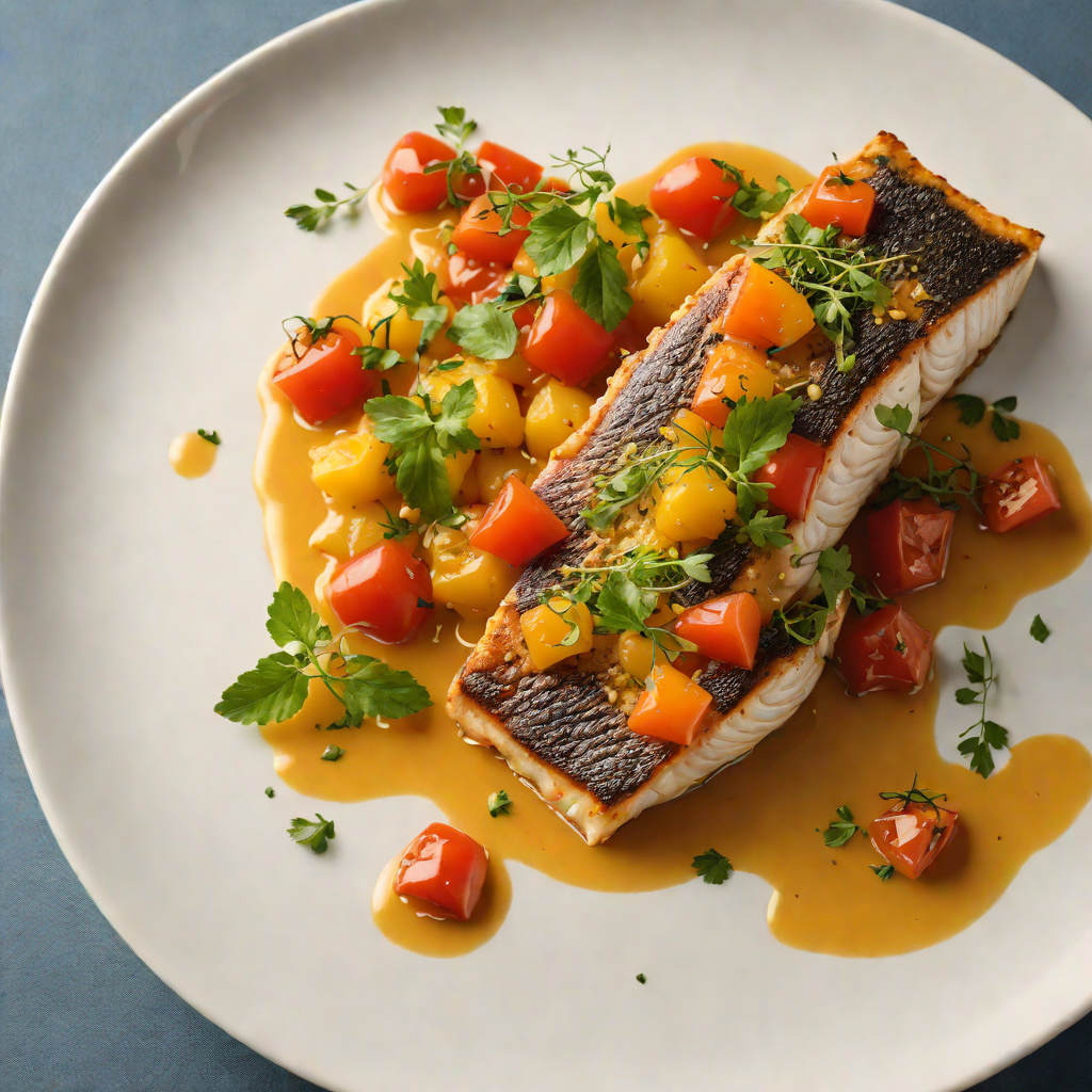 Pan-Seared Sea Bass with Saffron-Infused Tomato Sauce