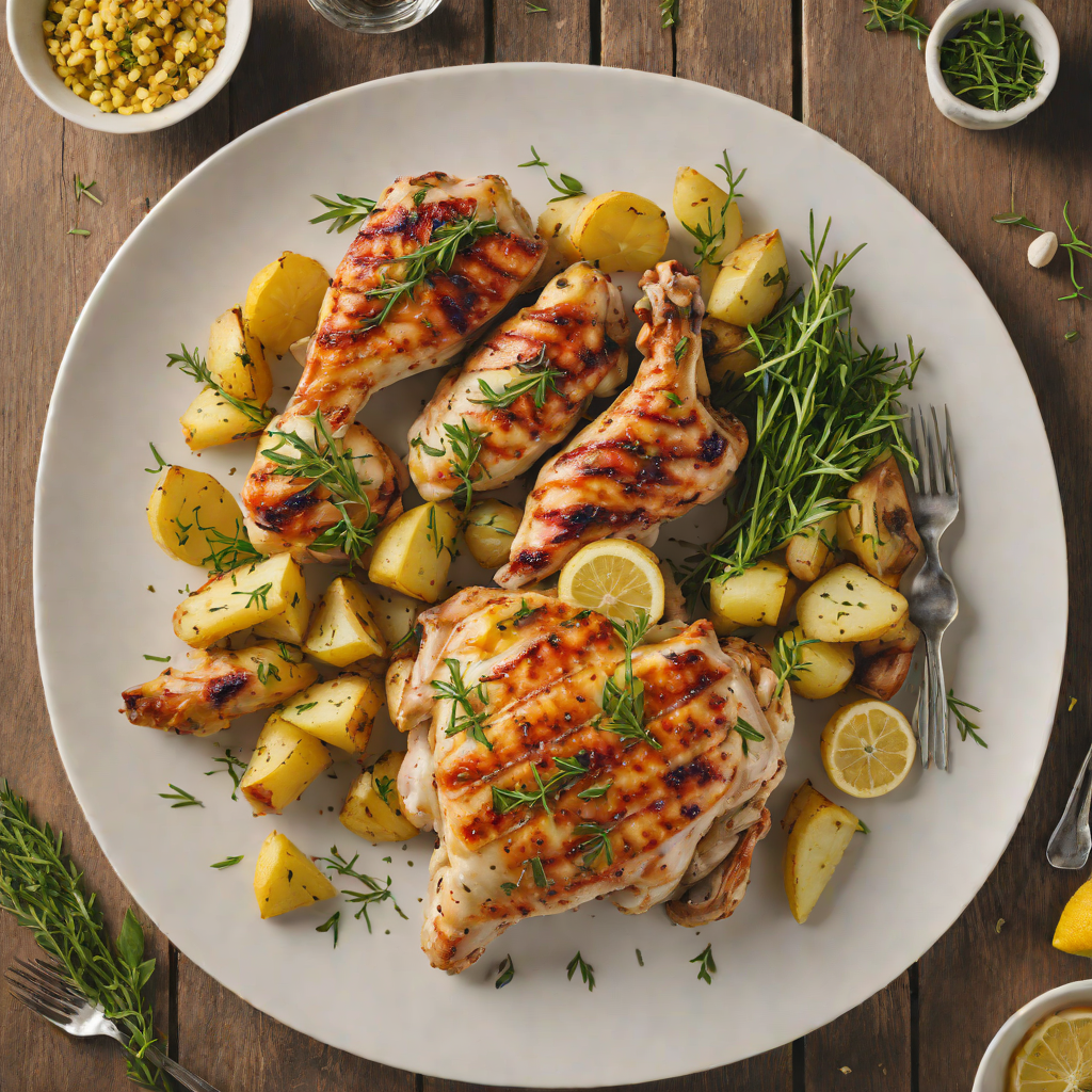 Grilled Lemon-Thyme Chicken with Garlic-Rosemary Potatoes