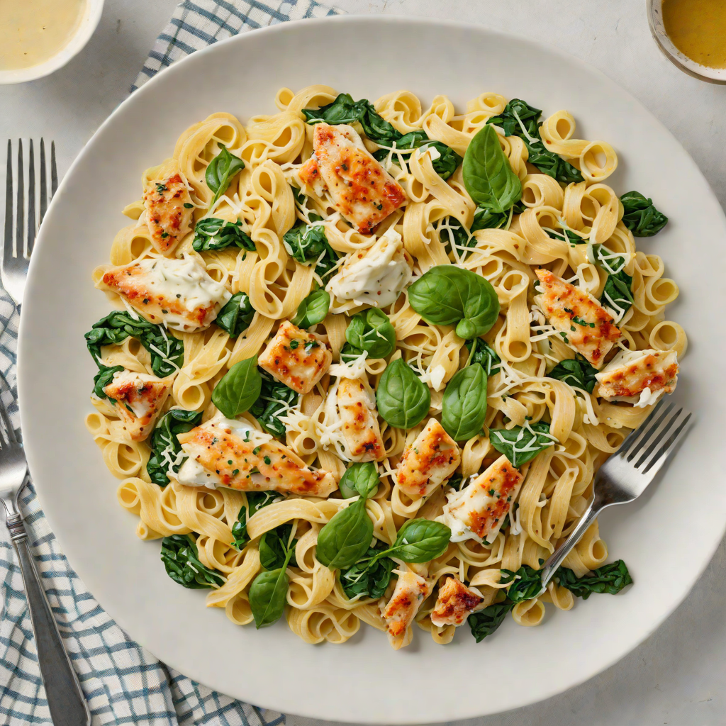 One-Pot Chicken and Spinach Pasta with Garlic Cream Sauce