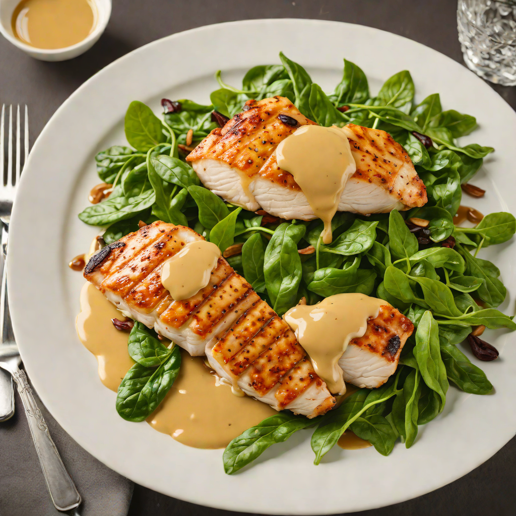 Pan-Seared Chicken with Honey Mustard Glaze and Baby Spinach