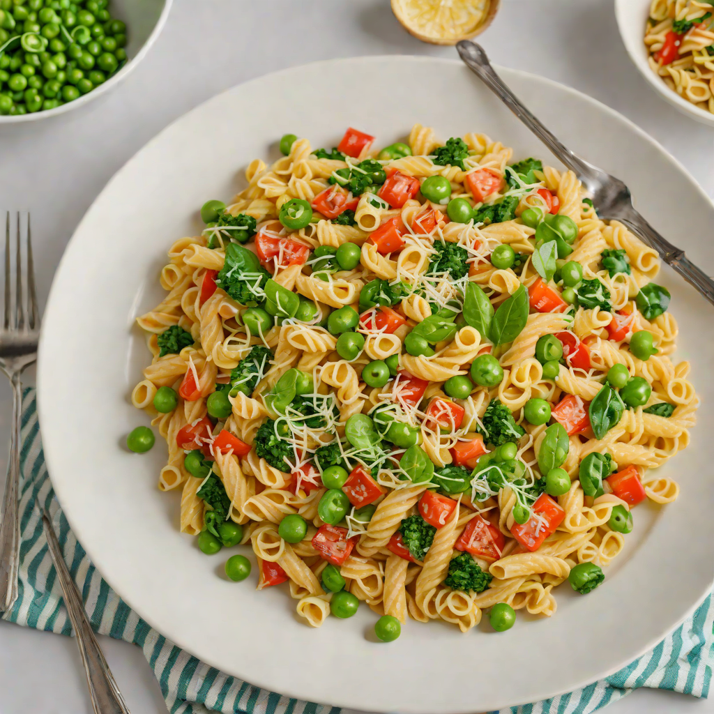 One-Pot Cheesy Vegetable Pasta with Spinach and Peas