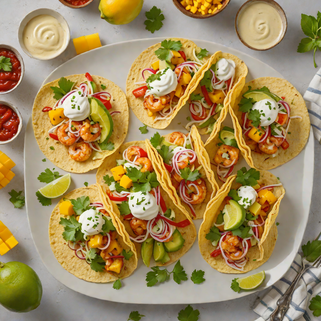 Mango-Chili Shrimp Tacos with Lime Crema