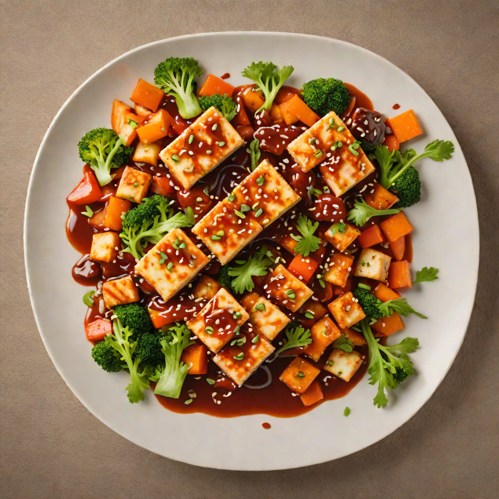 Sautéed Tofu with Spicy Korean Gochujang Sauce and Vegetables