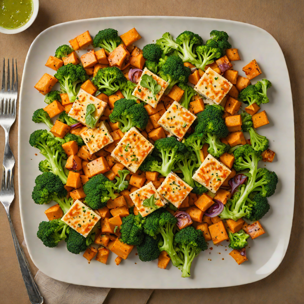 Spicy Sheet Pan Tofu with Broccoli and Sweet Potatoes
