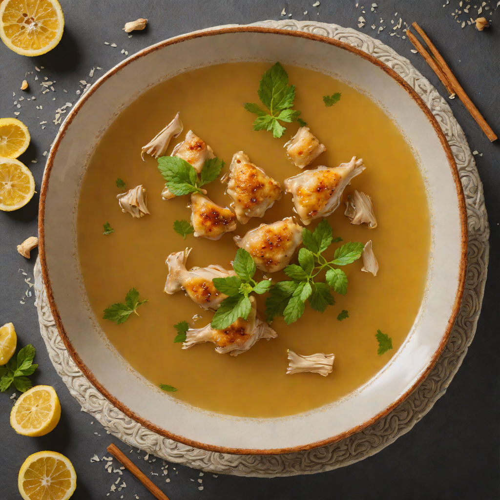 Ginger-Turmeric Chicken Broth with Honey and Lemon