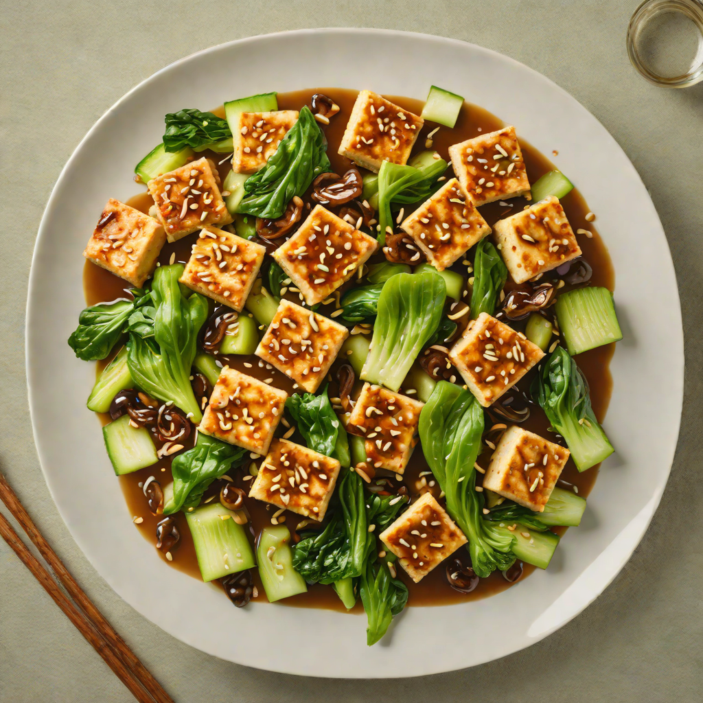 Stir-Fried Tofu with Garlic Soy Sauce and Baby Bok Choy