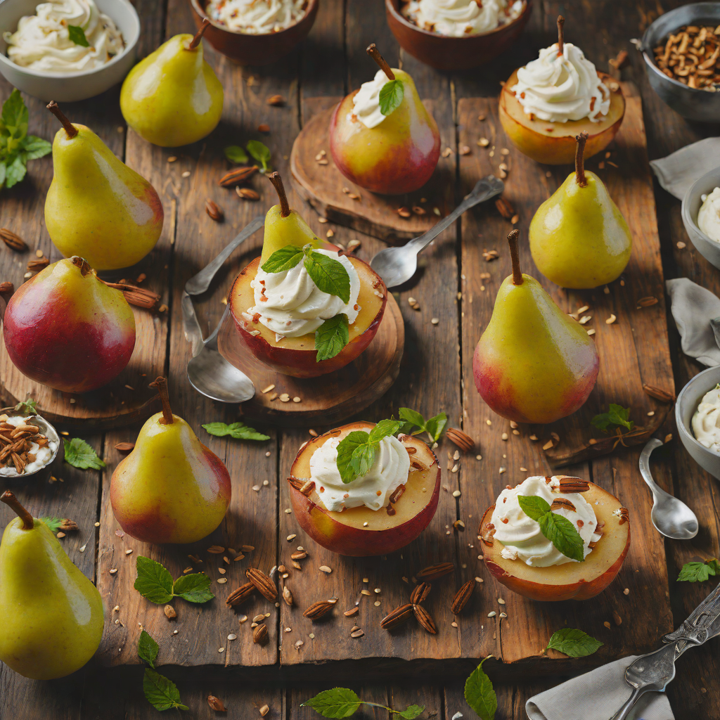 Spiced Rum-Poached Pears with Vanilla Whipped Cream
