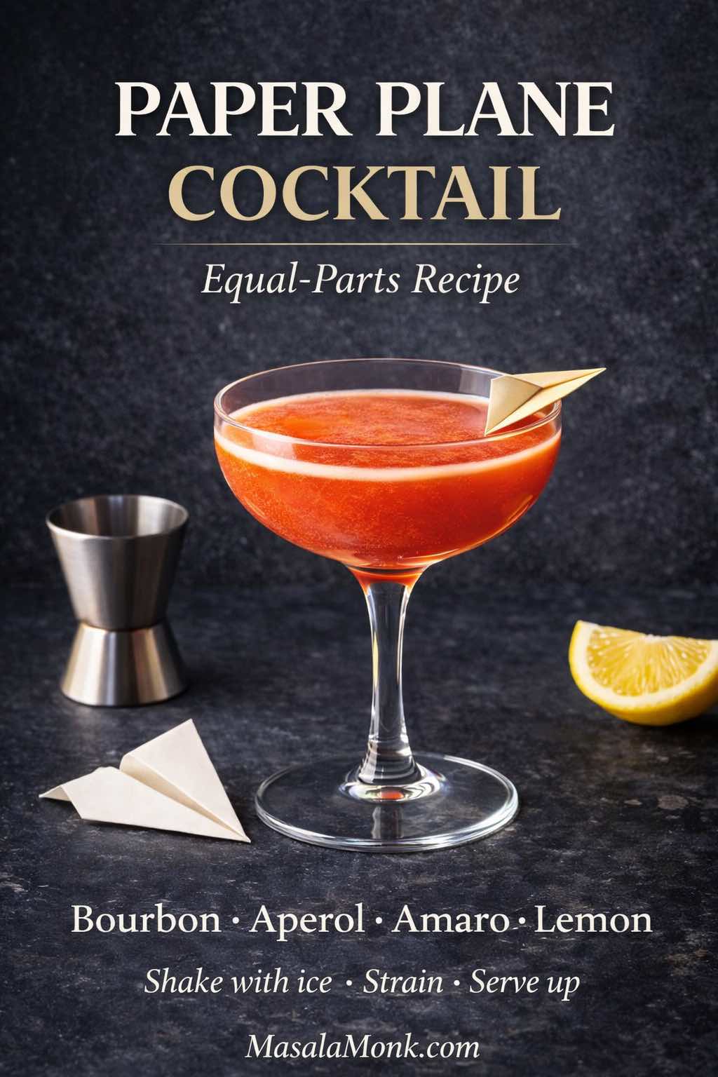 Paper Plane-Inspired Aperitif with Amaro and Lemon