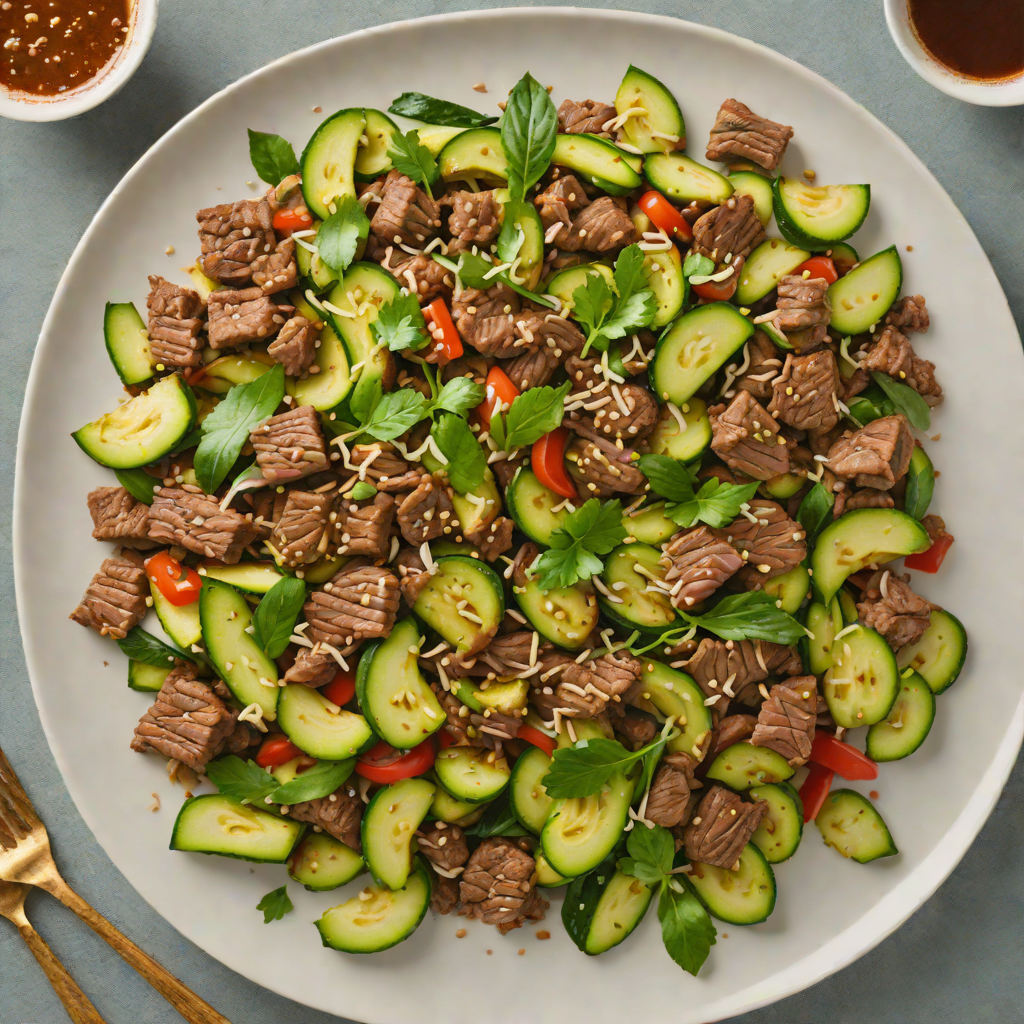 Sautéed Beef and Zucchini Stir Fry with Ginger and Garlic