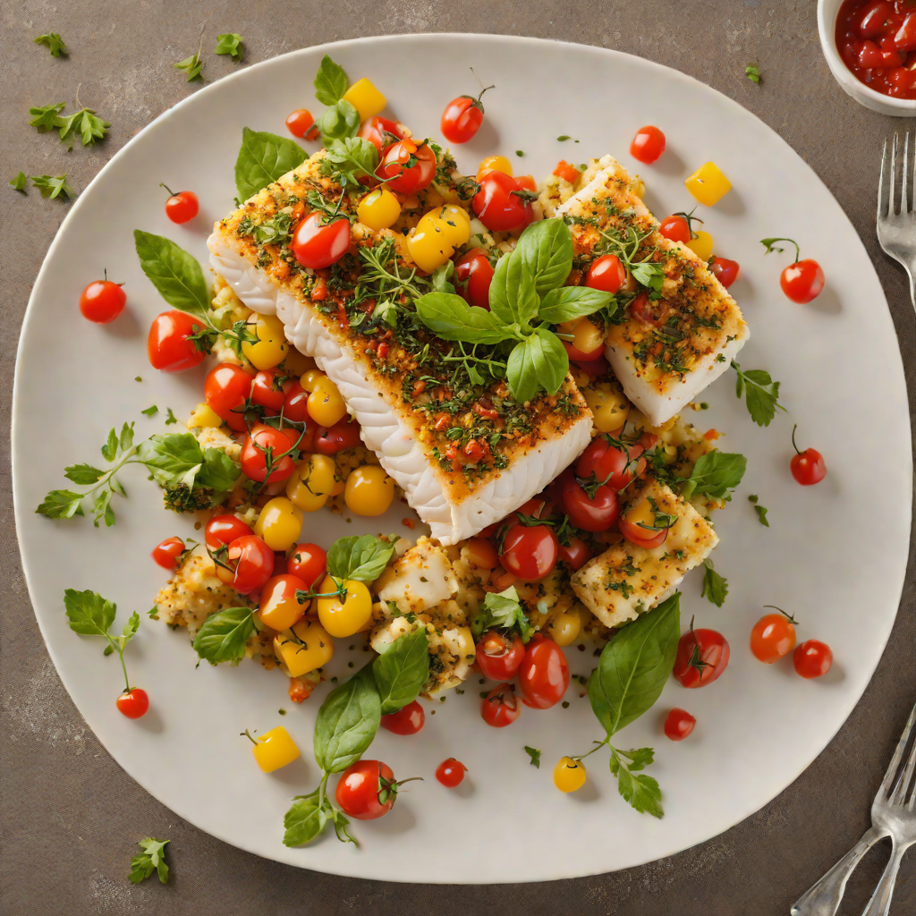 Baked Italian Herb-Crusted Cod with Cherry Tomato Relish