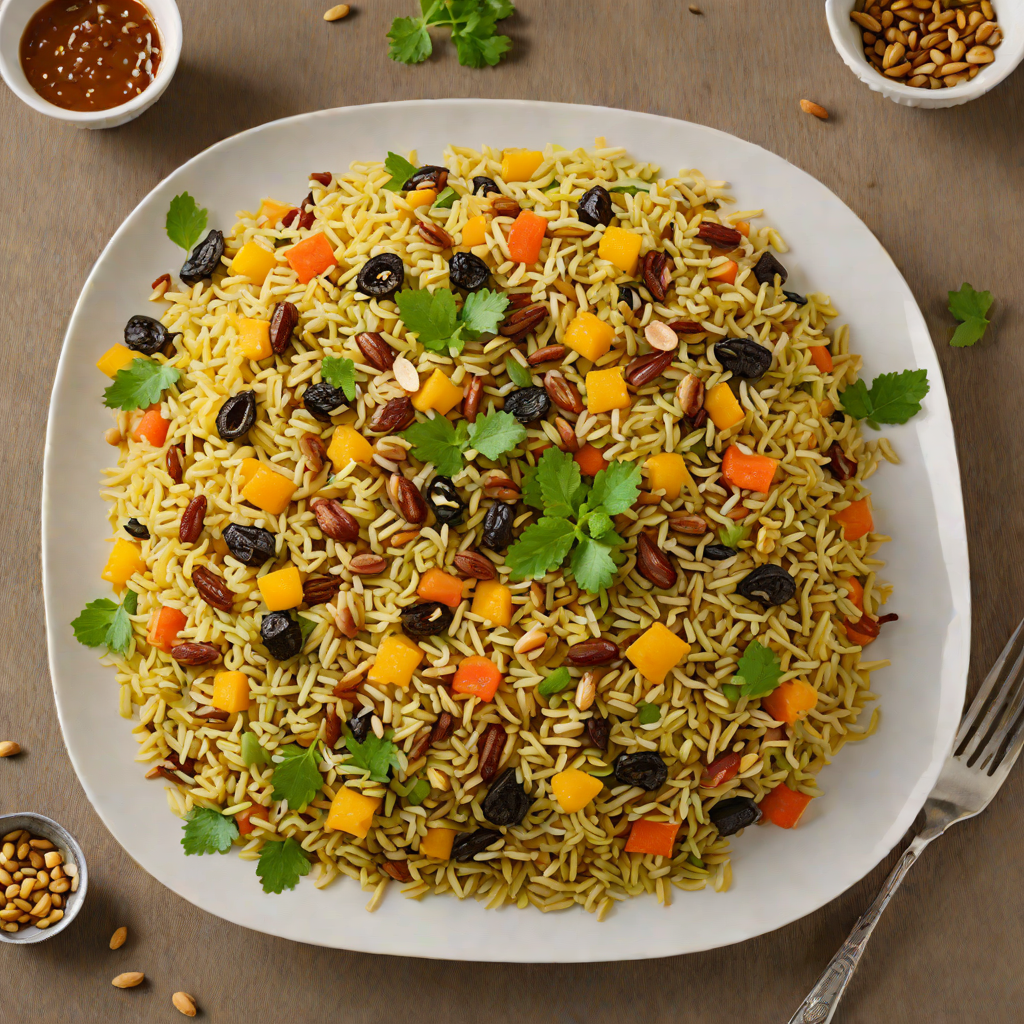 Saffron-Infused Kashmiri Vegetable Pulao with Nuts and Raisins