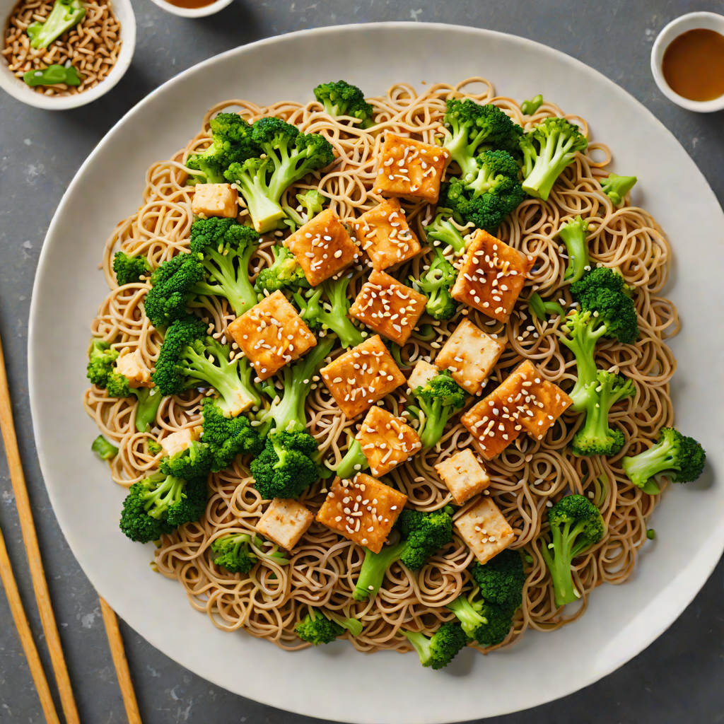 Quick Sesame-Garlic Soba Noodles with Tofu and Broccoli