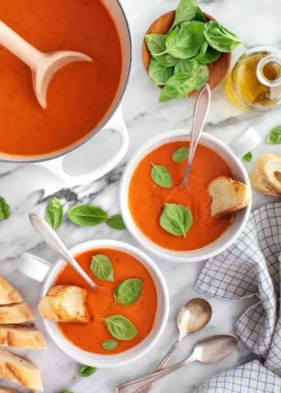 Light Tomato-Basil Soup with Fresh Herbs