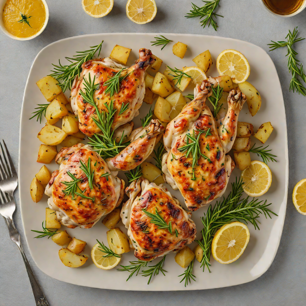 Baked Lemon-Garlic Chicken with Rosemary and Potatoes