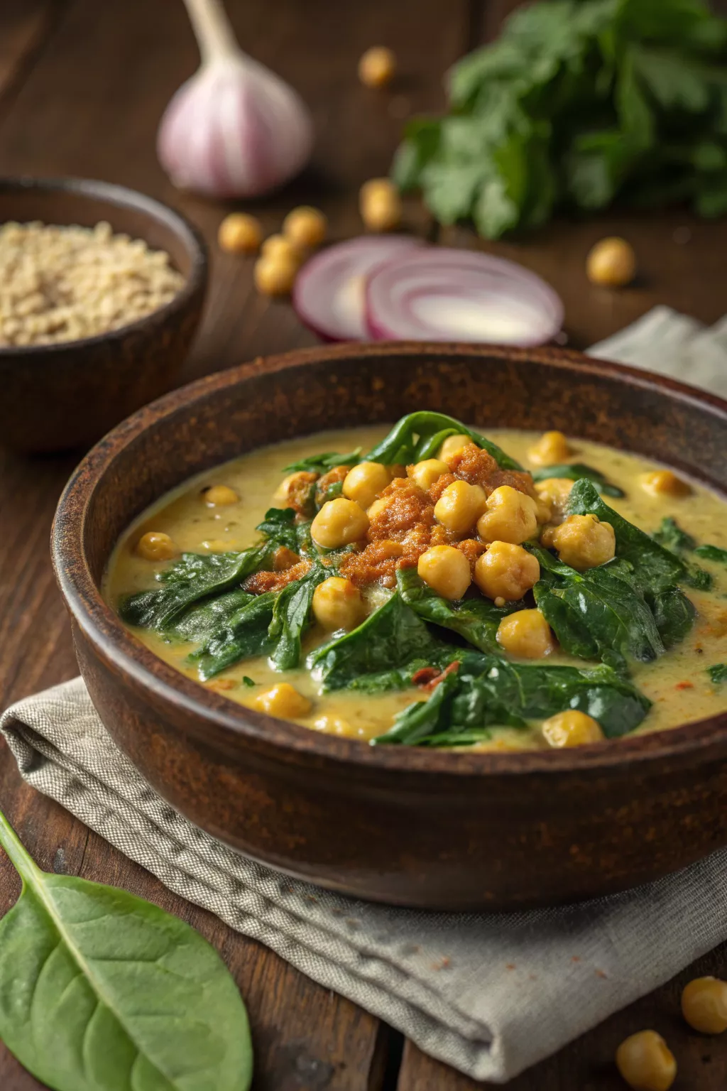 Vegan Coconut Chickpea Curry with Spinach