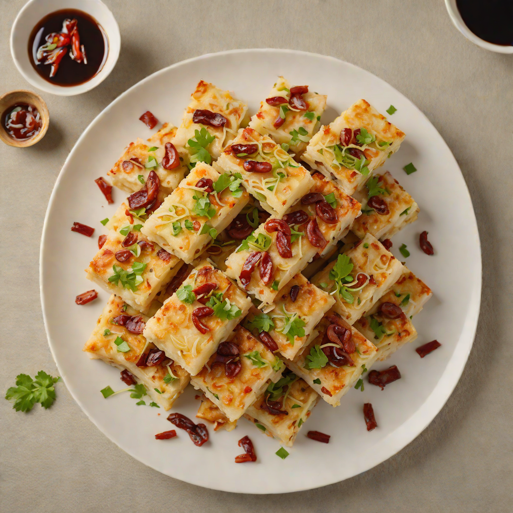 Pan-Fried Cantonese Turnip Cake with Dried Shrimp and Chinese Sausage