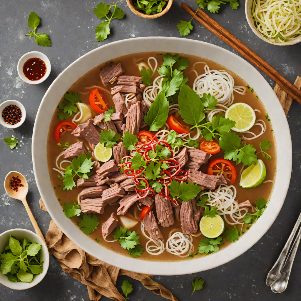 Vietnamese Pho with Slow-Simmered Beef and Fresh Herbs