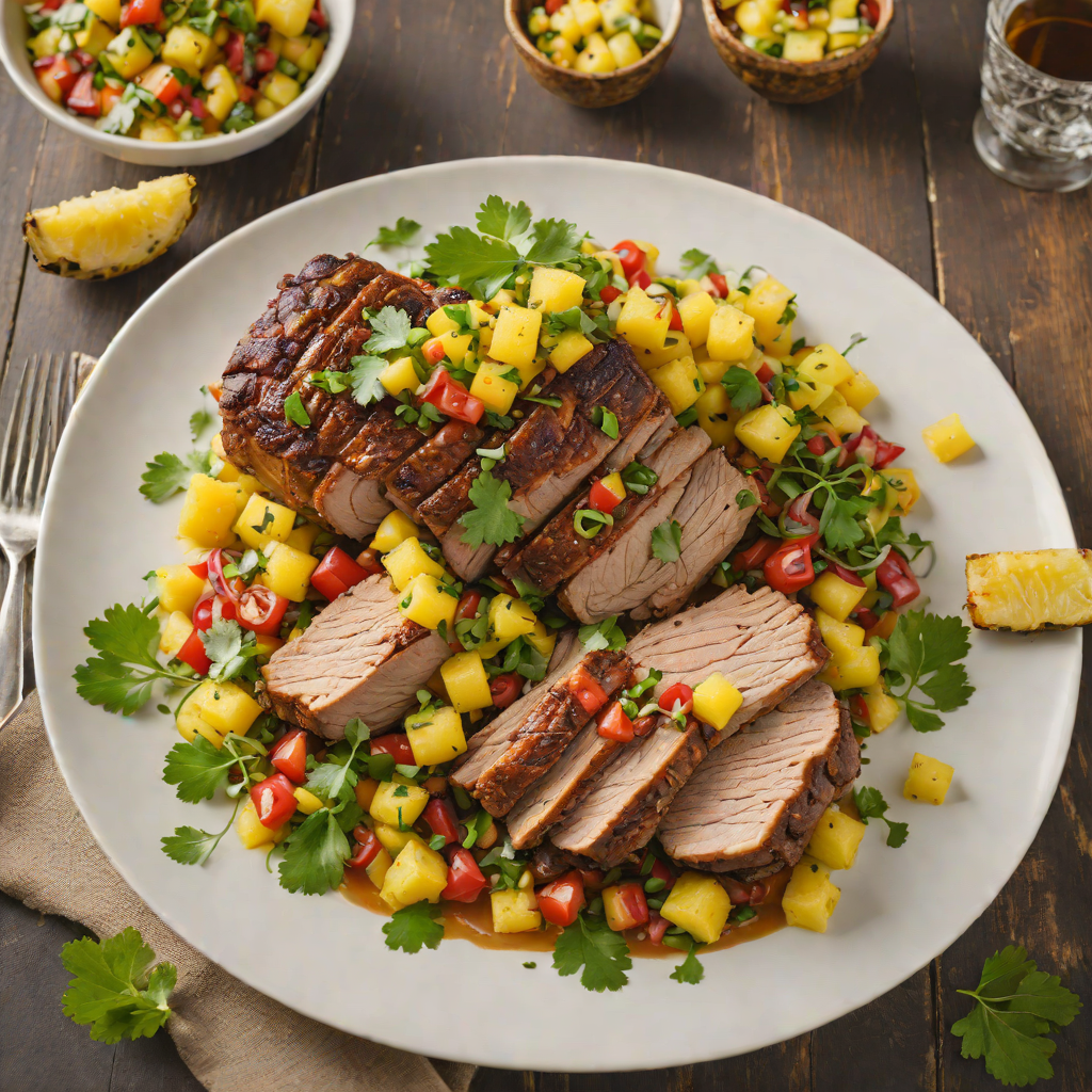 Spiced Rum-Braised Pork Shoulder with Caribbean Pineapple Salsa