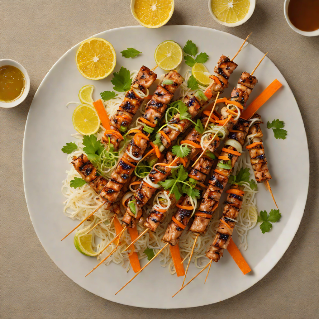 Lemongrass-Grilled Pork Skewers with Pickled Daikon and Carrot